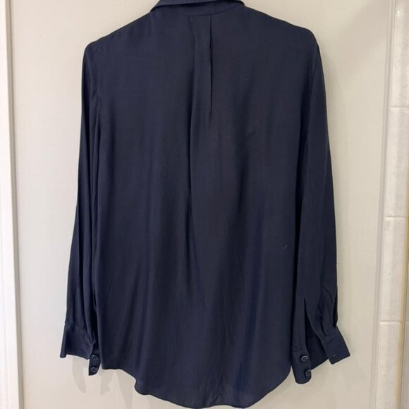 CARVEN Paris Navy Blue Blouse w/ Wide Collar - Picture 3 of 3